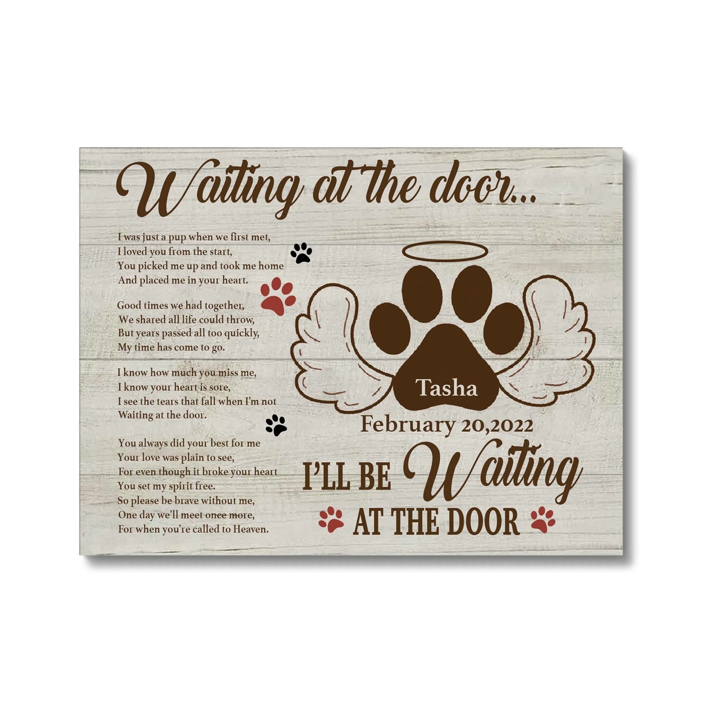 Custom Dog Memorial Canvas – Waiting at the Door Tribute Gift