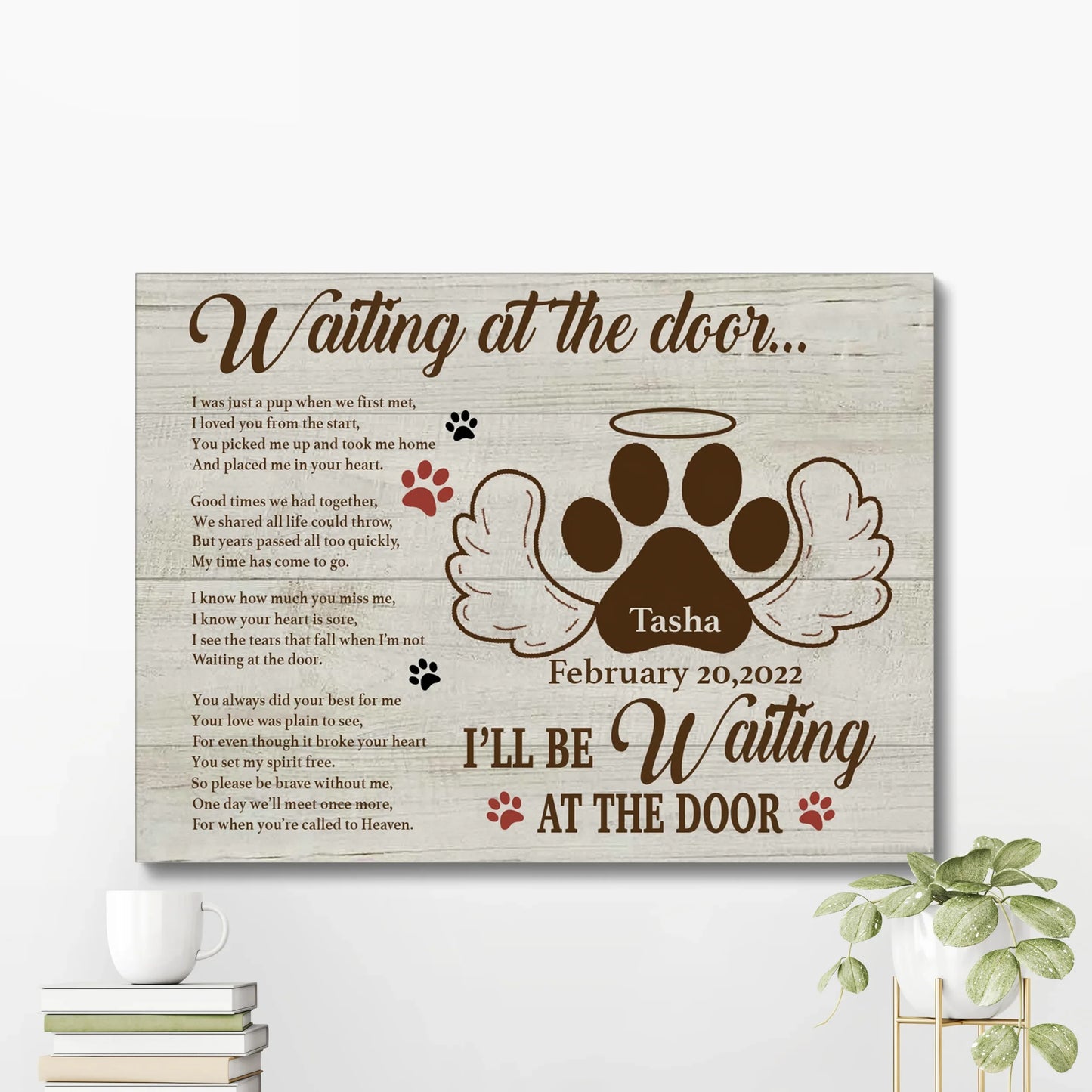 Custom Dog Memorial Canvas – Waiting at the Door Tribute Gift