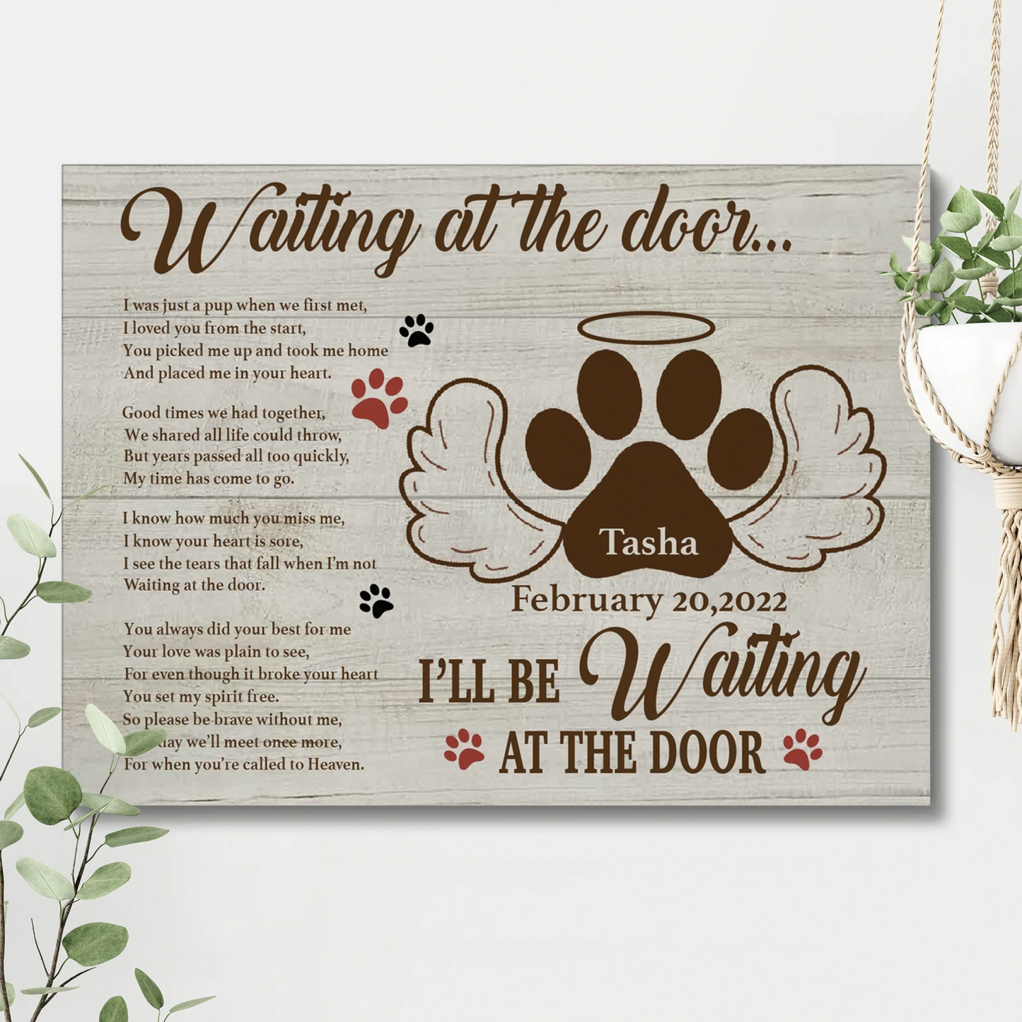 Custom Dog Memorial Canvas – Waiting at the Door Tribute Gift