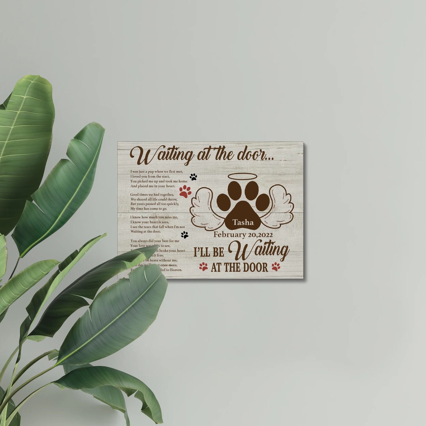 Custom Dog Memorial Canvas – Waiting at the Door Tribute Gift