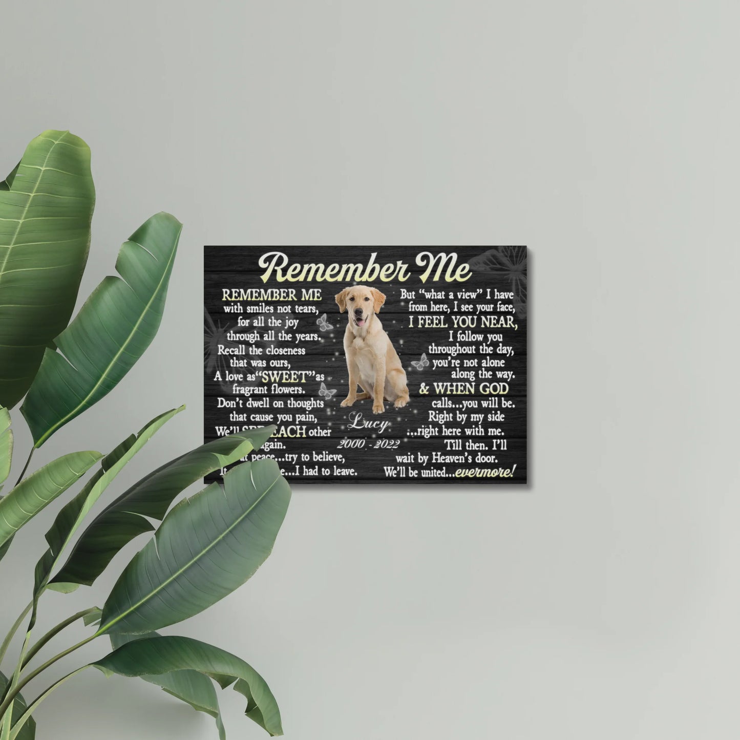 Dog Memorial Gifts – Remember Me Poem with Custom Name Canvas