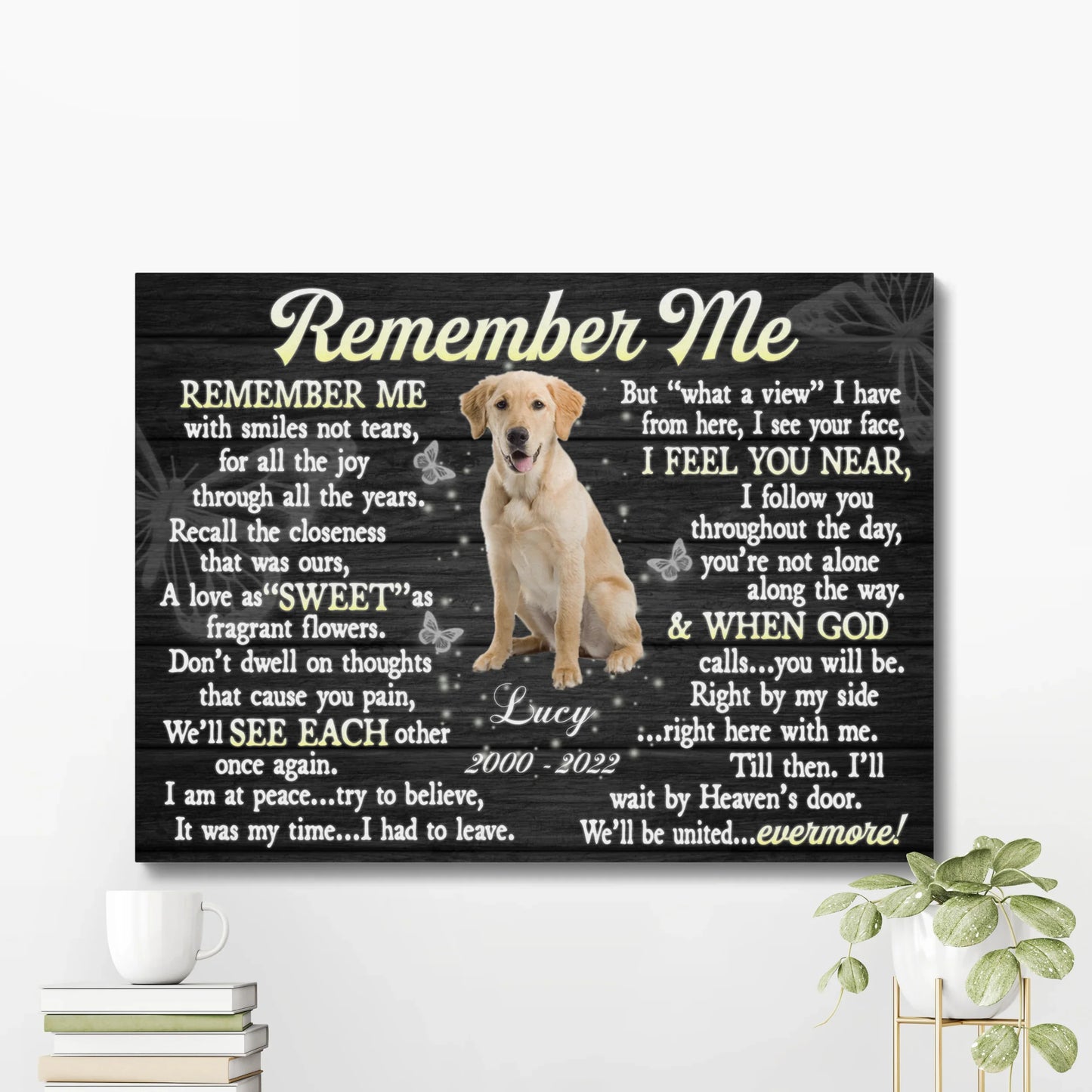 Dog Memorial Gifts – Remember Me Poem with Custom Name Canvas