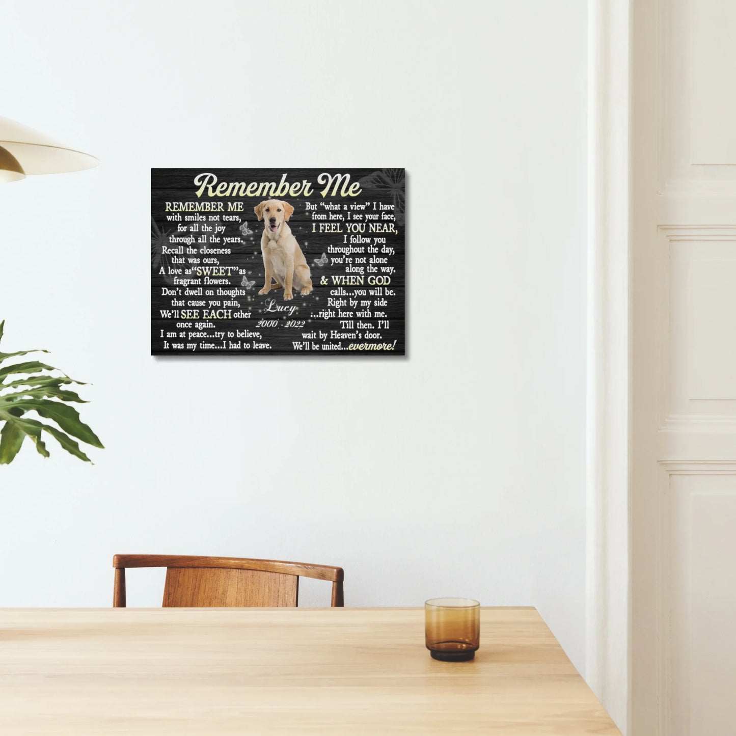 Dog Memorial Gifts – Remember Me Poem with Custom Name Canvas