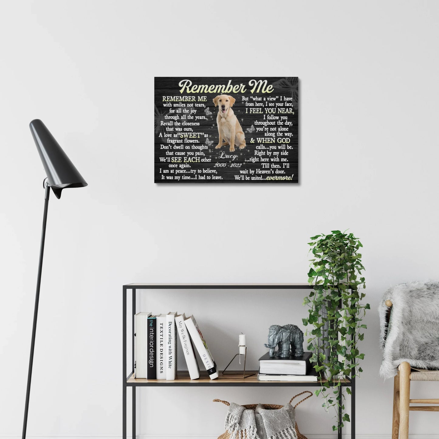 Dog Memorial Gifts – Remember Me Poem with Custom Name Canvas