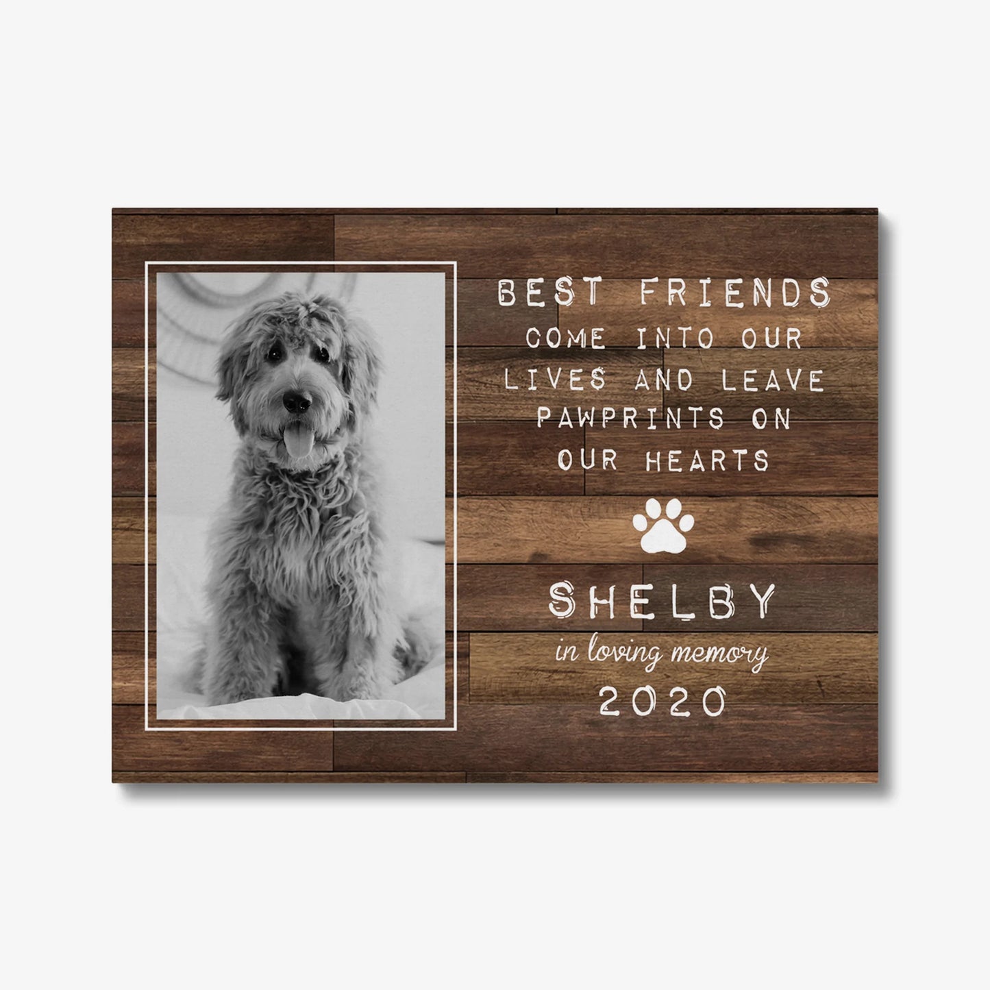 Gift for Dog Loss – Best Friends Leave Pawprints Custom Canvas