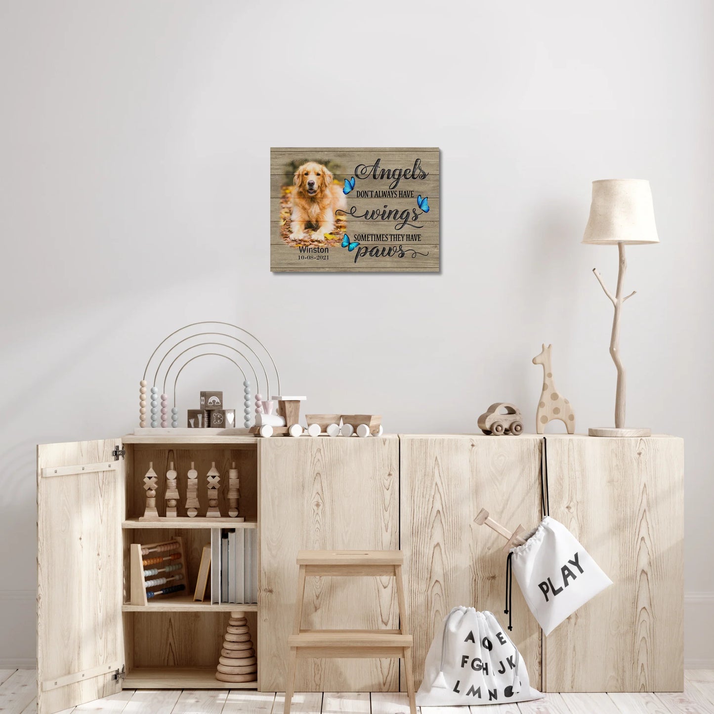 Personalized Pet Loss Canvas – Angels Have Paws Memorial Gift