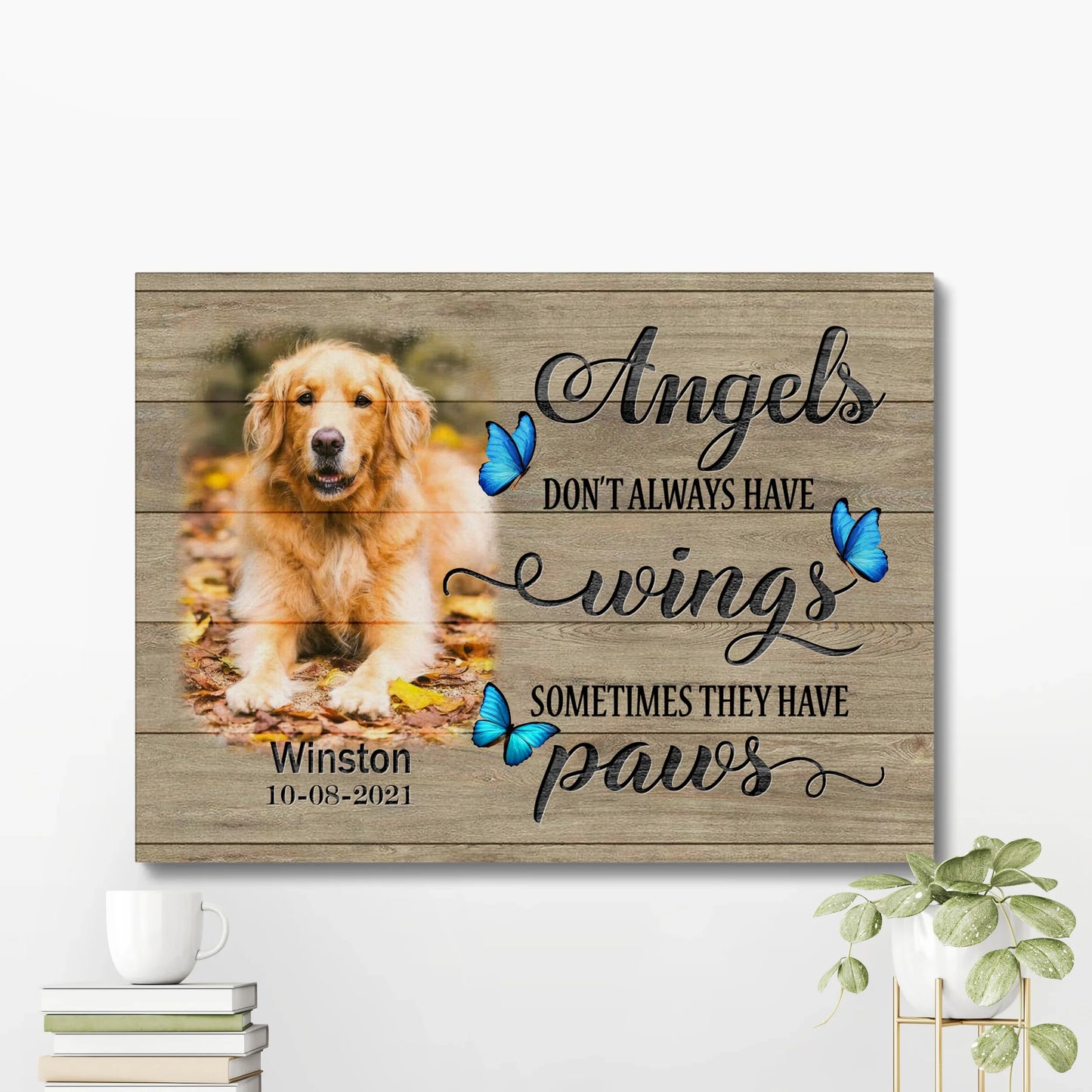 Personalized Pet Loss Canvas – Angels Have Paws Memorial Gift