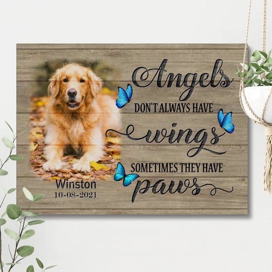 Personalized Pet Loss Canvas – Angels Have Paws Memorial Gift - PersonalizedFury