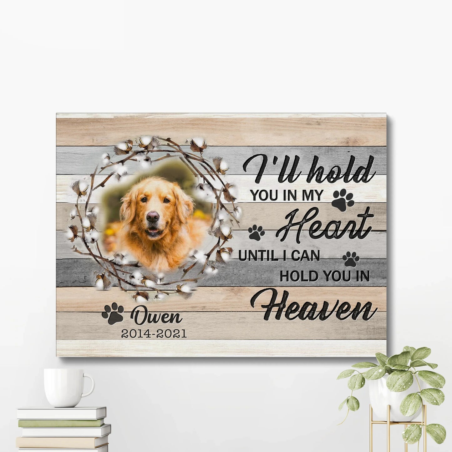 Dog Memorial Canvas – Hold You in My Heart Until Heaven