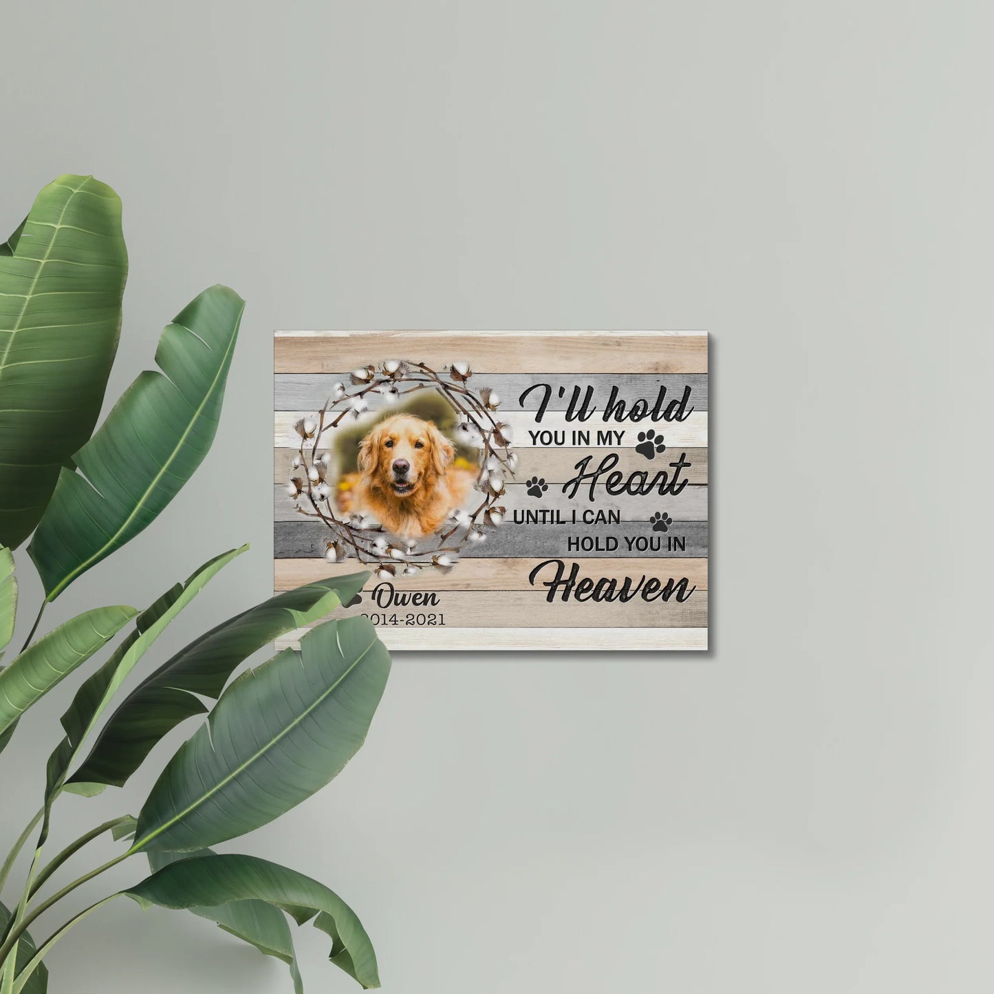 Dog Memorial Canvas – Hold You in My Heart Until Heaven