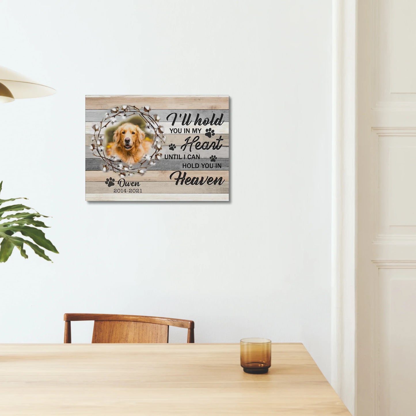 Dog Memorial Canvas – Hold You in My Heart Until Heaven