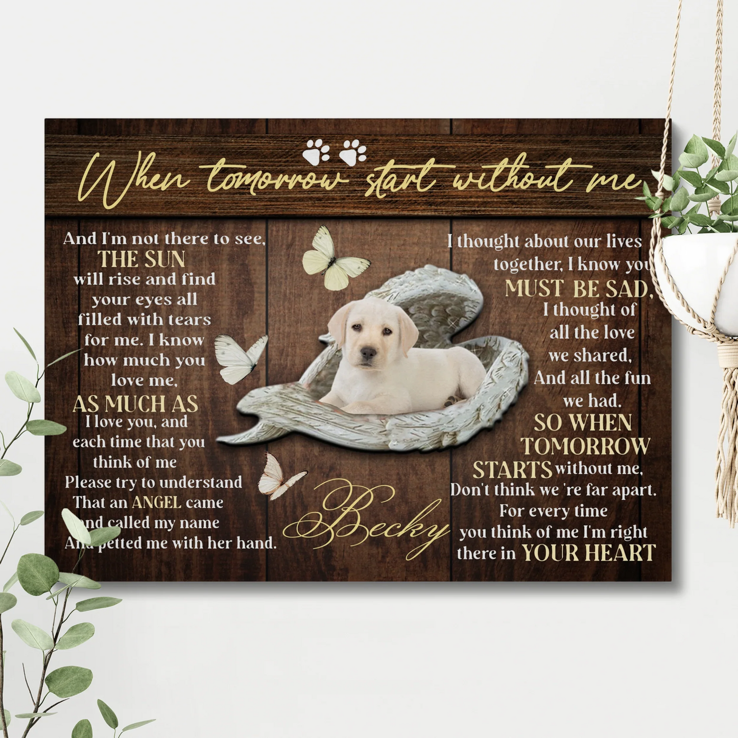 When Tomorrow Starts Without Me – Gift for Dog Loss | Pet Memorial Canvas