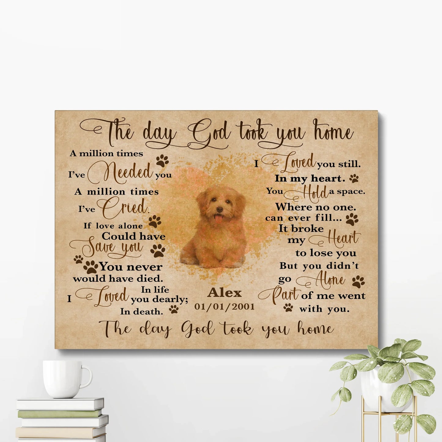 Pet Memorial Canvas – Custom Dog Loss Wall Art with Poem & Photo