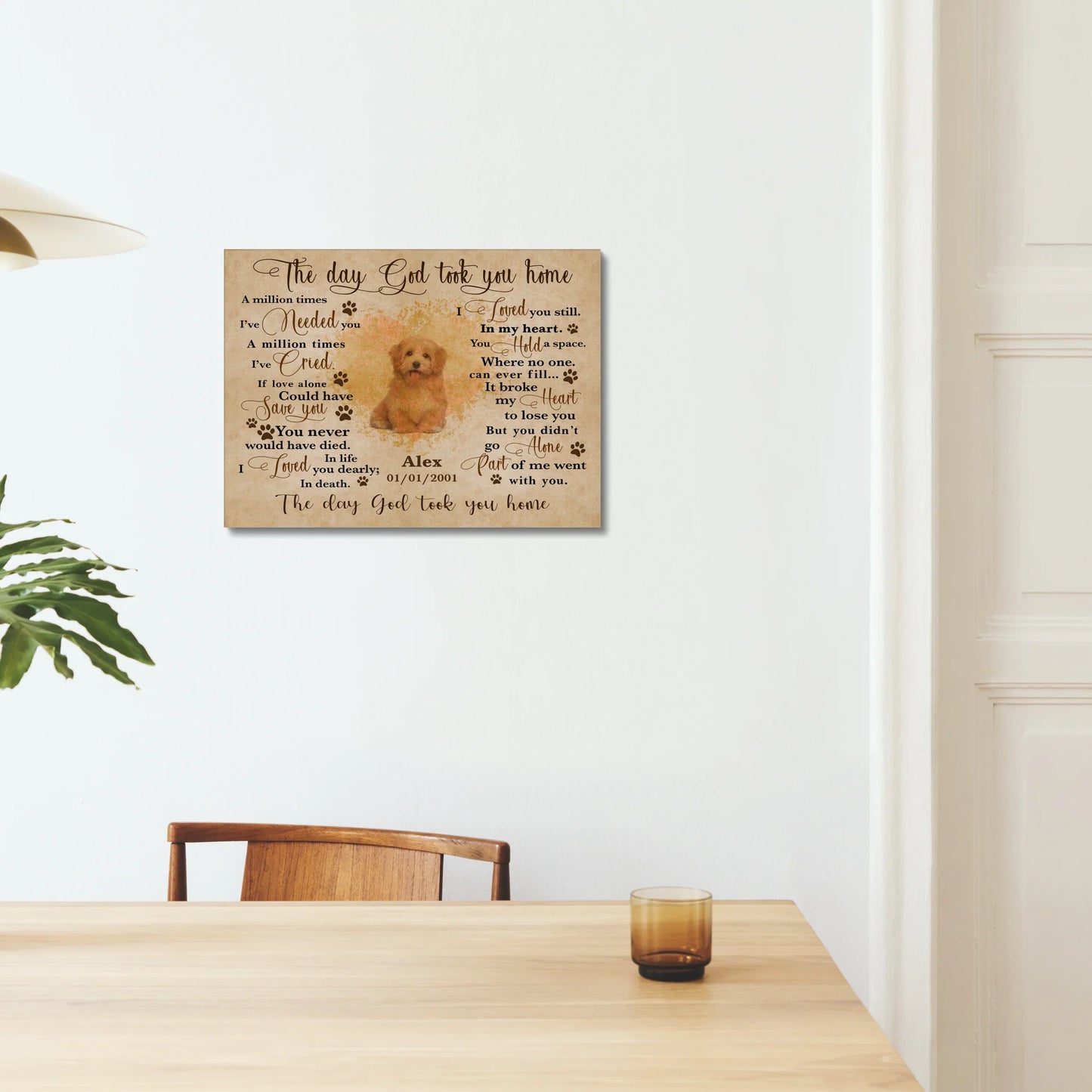 Pet Memorial Canvas – Custom Dog Loss Wall Art with Poem & Photo