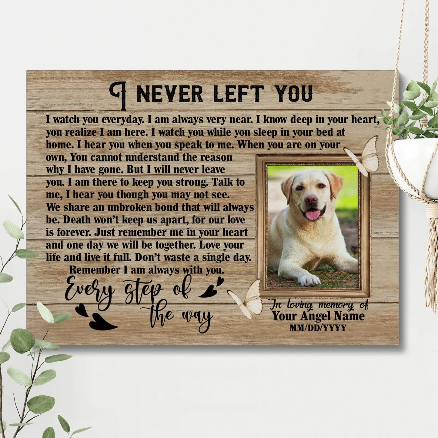 Gift for Dog Loss – I Never Left You Pet Memorial Canvas with Photo