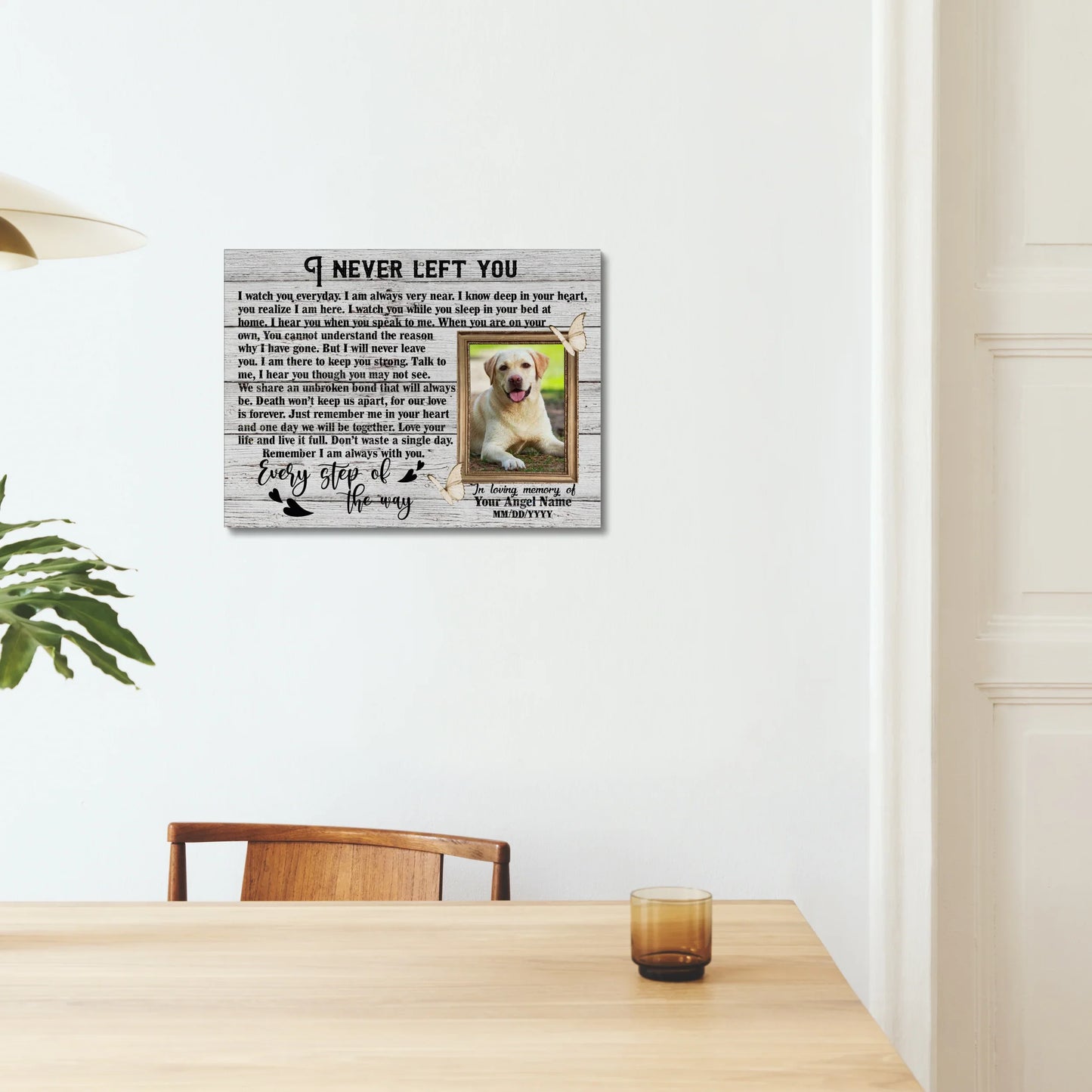 Pet Memorial Canvas – I Never Left You Poem with Dog Photo