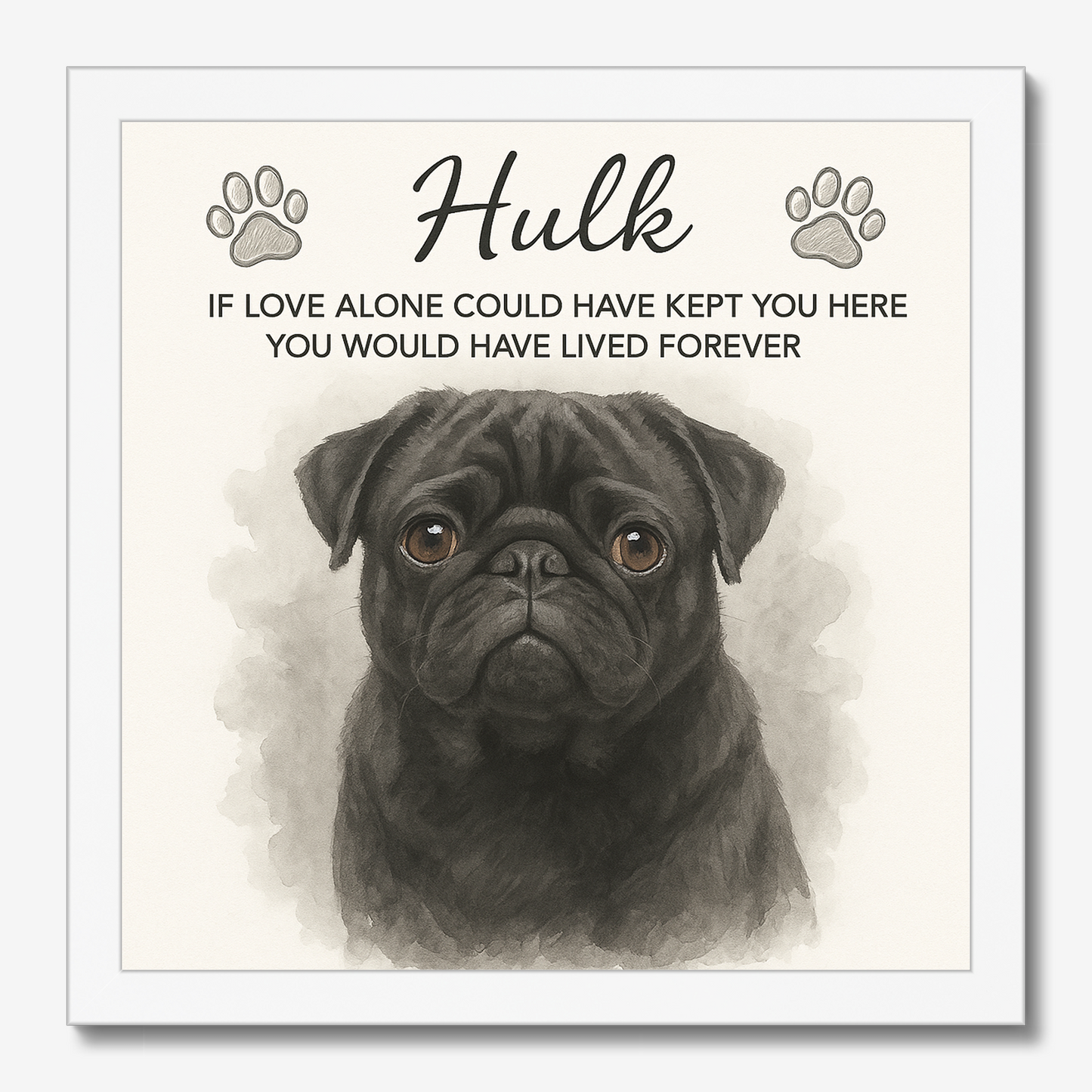 Custom Watercolor Pet Portrait – Memorial Wall Art with Quote