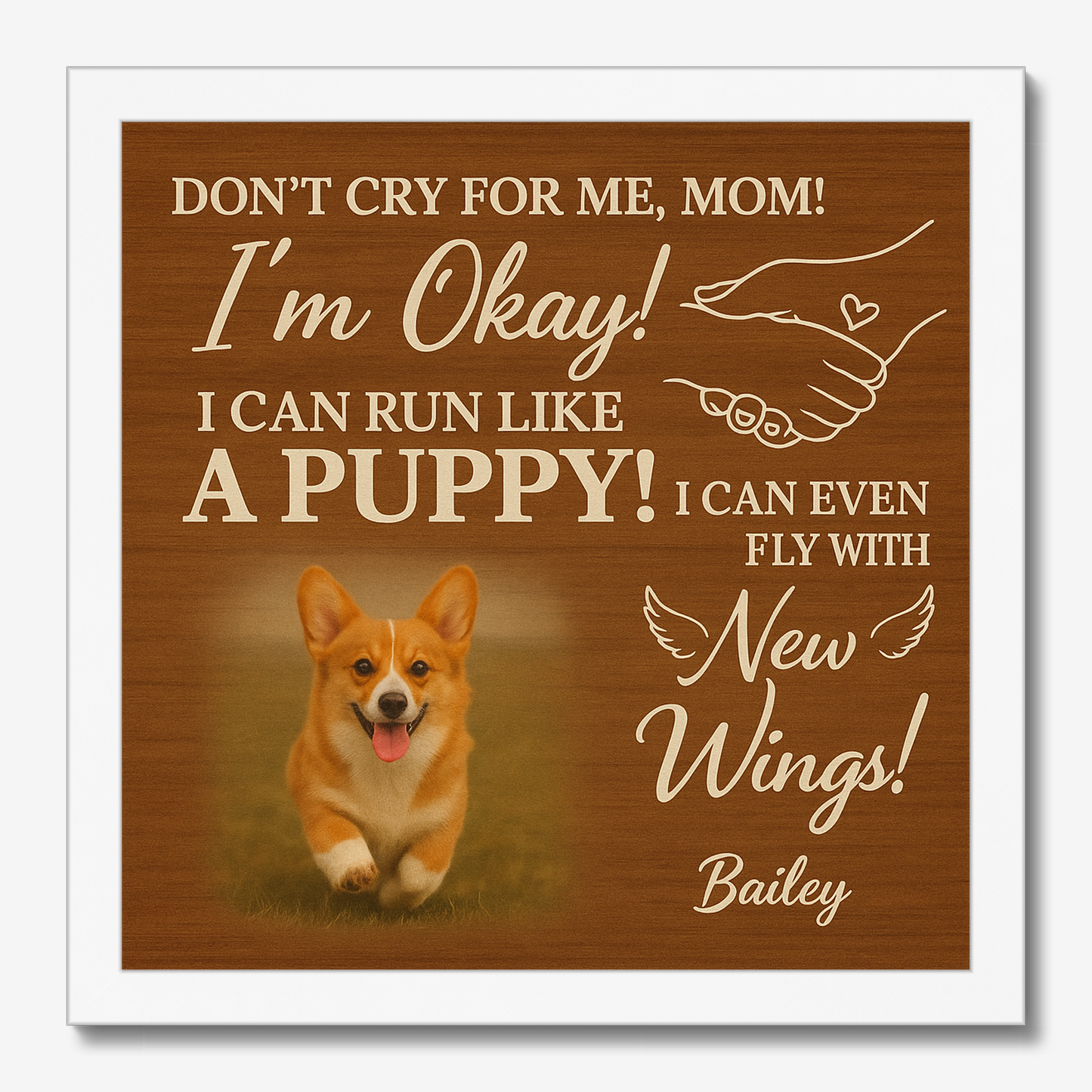 Dog Memorial Wall Art – “Don’t Cry For Me Mom” Pet Loss Gift