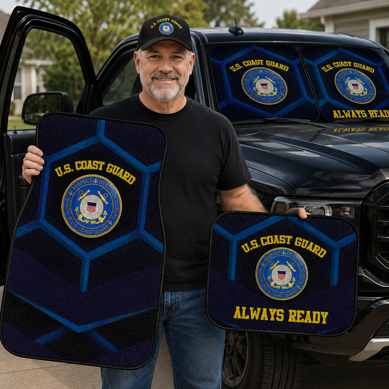 US Coast Guard veteran car accessories collection with USCG maritime heritage