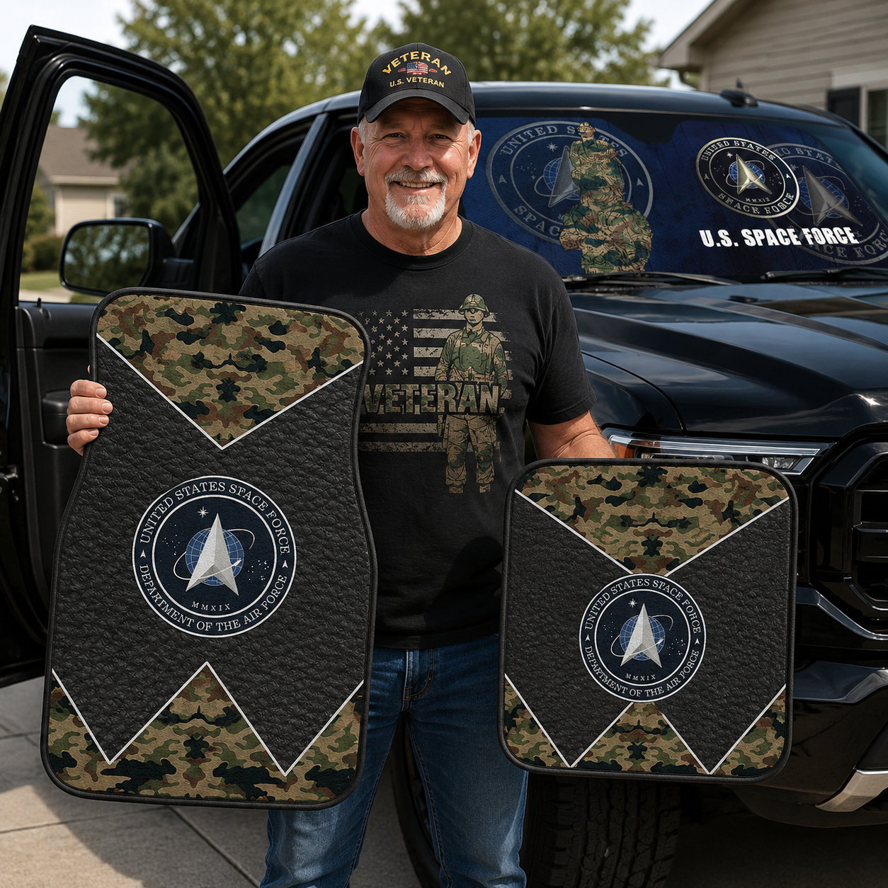 US Space Force veteran car accessories collection with USSF Delta and modern heritage