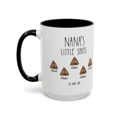 Personalized Nana with Grandkids Names Accent Coffee Mug - Gift For Family - PersonalizedFury