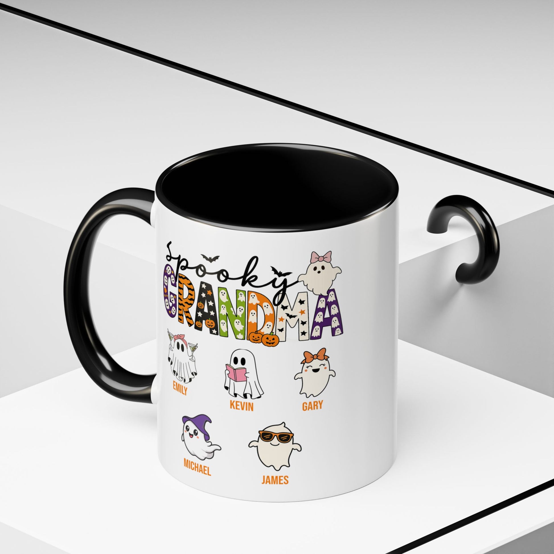 Spooky Grandma Accent Mug – Personalized Halloween Gift with Grandkids’ Names - PersonalizedFury