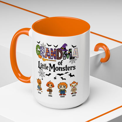 Personalized Halloween Gift for Grandma - Grandma with Grandkids Names Accent Mug - PersonalizedFury