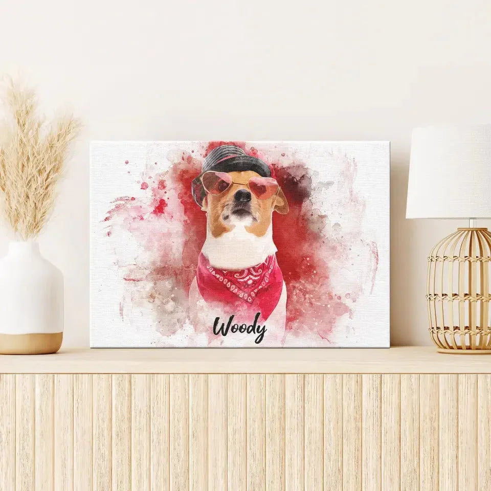 Custom Watercolor Pet Portrait Canvas – Personalized Dog Art Gift - PersonalizedFury
