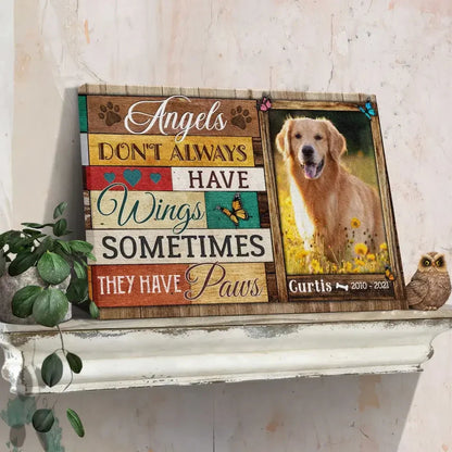 Custom Dog Memorial Canvas – Angels Have Paws Pet Loss Gift - PersonalizedFury