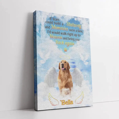 Dog Loss Gift – Custom Pet Heaven Canvas with Angel Wings - PersonalizedFury