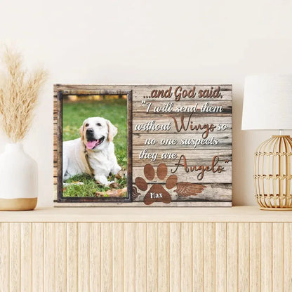 God Sent Them Without Wings – Dog Memorial Canvas with Photo - PersonalizedFury