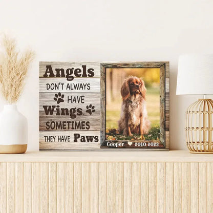 Angels Don’t Always Have Wings – Personalized Dog Memorial Canvas - PersonalizedFury