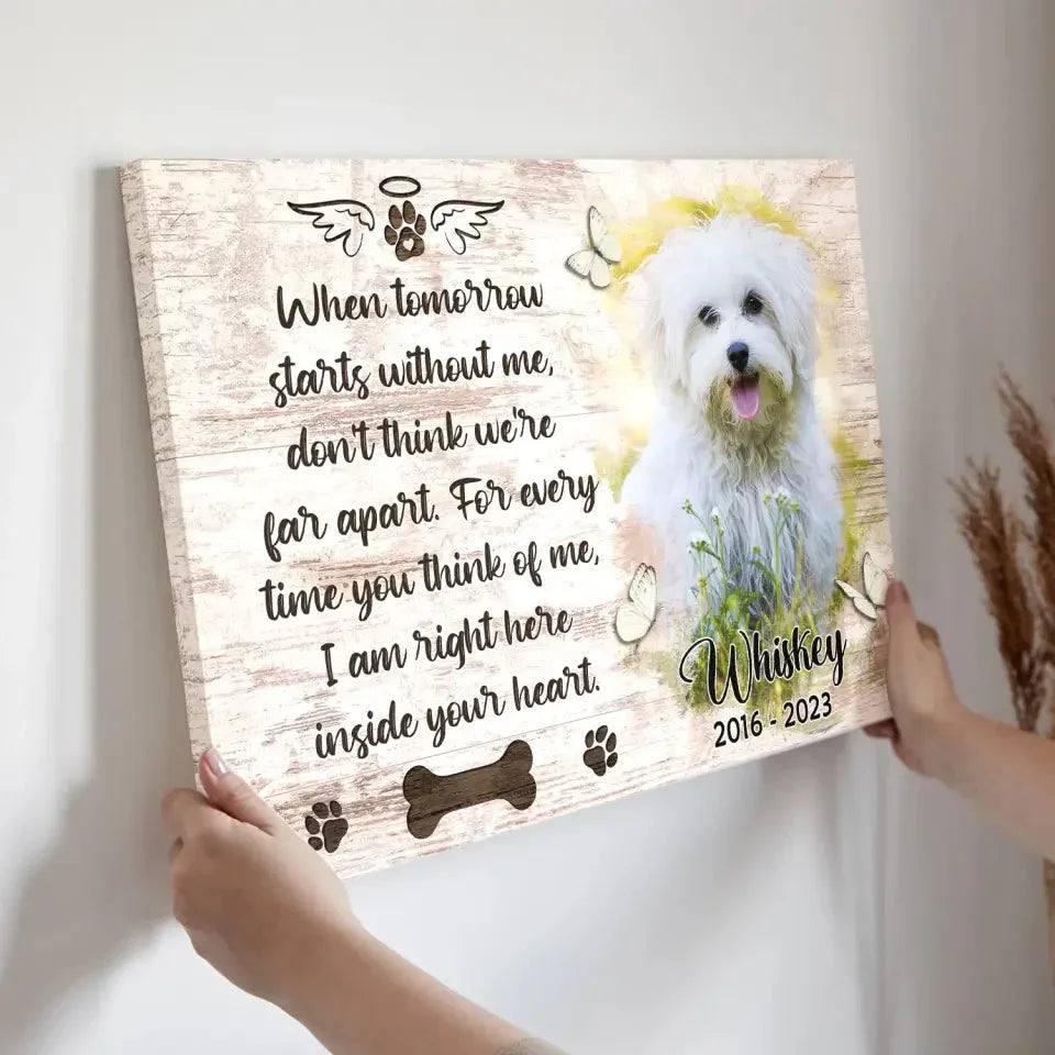 Dog Memorial Canvas with Photo – Personalized Pet Loss Gift - PersonalizedFury
