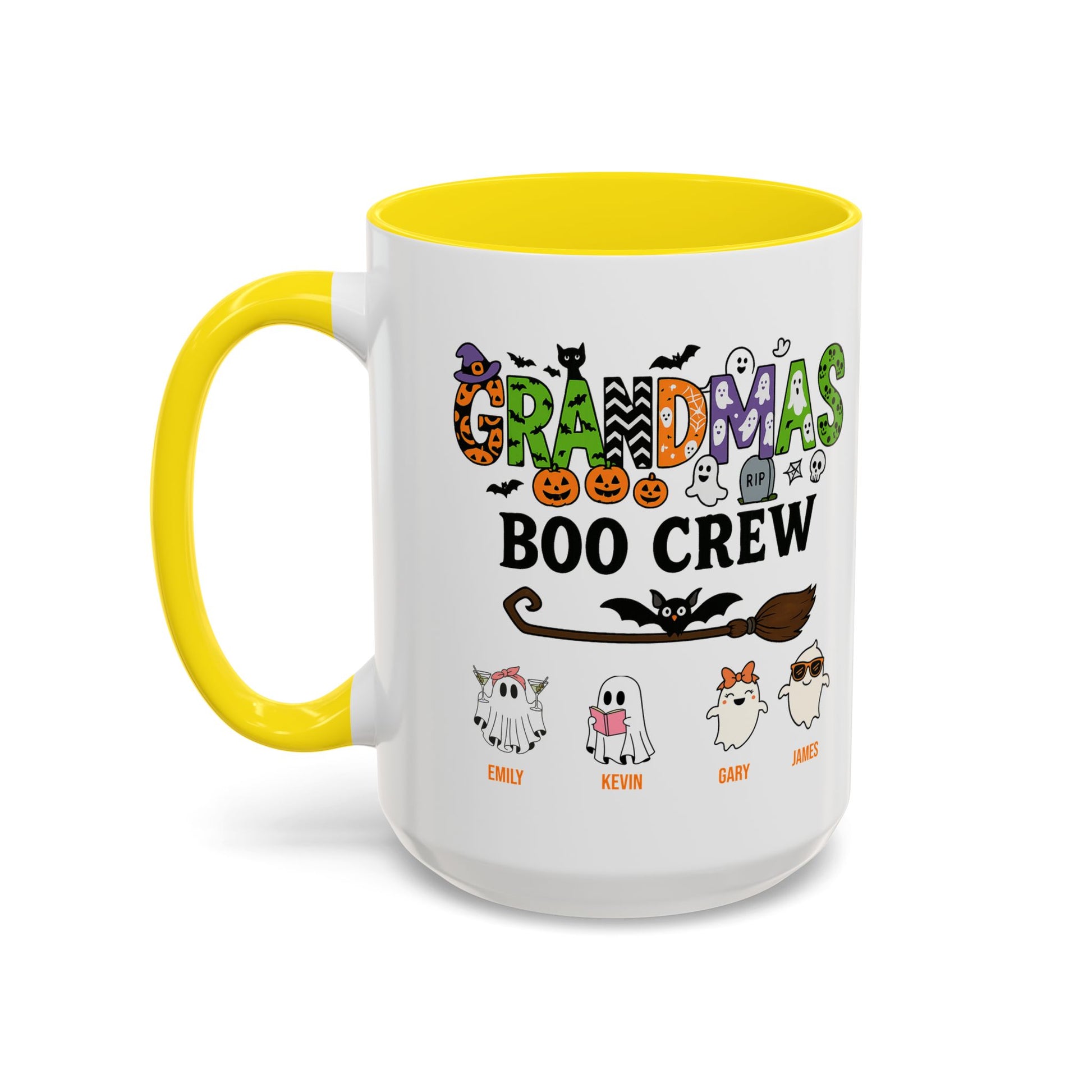 Grandma’s Boo Crew Accent Mug – Personalized Halloween Gift with Names - PersonalizedFury