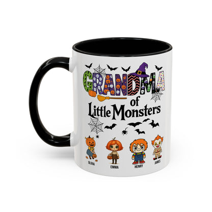 Personalized Halloween Gift for Grandma - Grandma with Grandkids Names Accent Mug - PersonalizedFury
