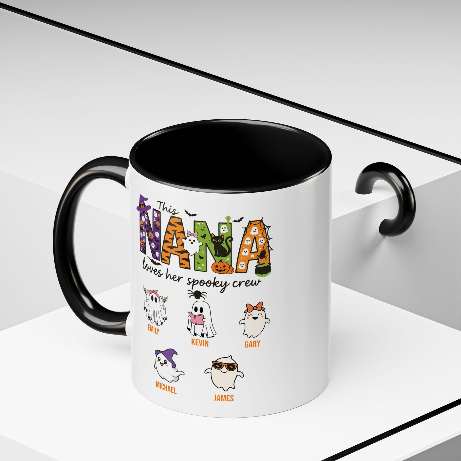 Nana Loves Her Spooky Crew Accent Mug – Personalized Halloween Gift - PersonalizedFury