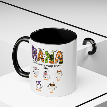 Nana Loves Her Spooky Crew Accent Mug – Personalized Halloween Gift - PersonalizedFury