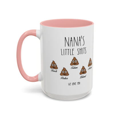 Personalized Nana with Grandkids Names Accent Coffee Mug - Gift For Family - PersonalizedFury