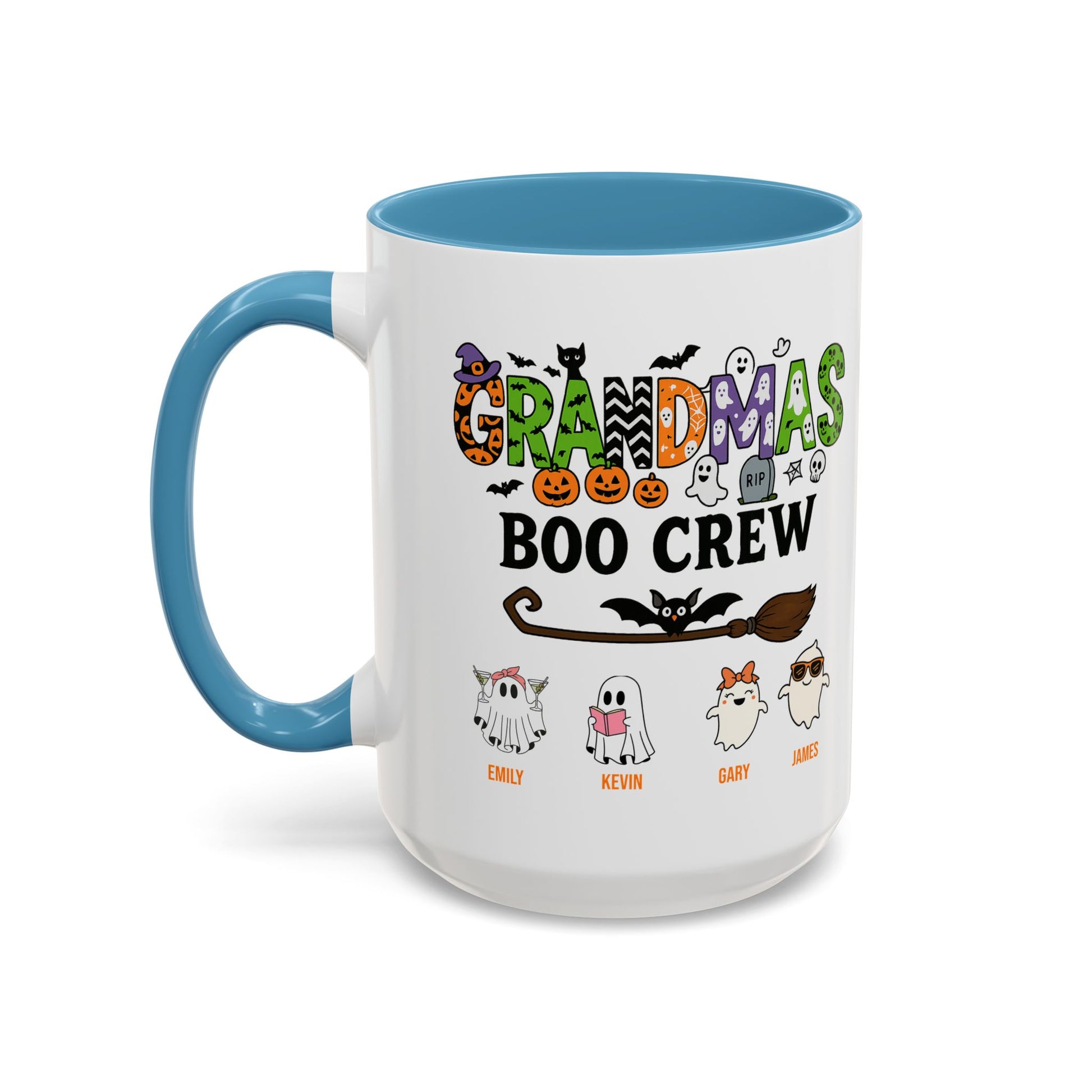 Grandma’s Boo Crew Accent Mug – Personalized Halloween Gift with Names - PersonalizedFury