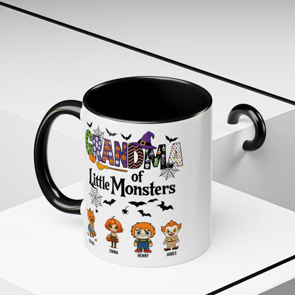 Personalized Halloween Gift for Grandma - Grandma with Grandkids Names Accent Mug - PersonalizedFury