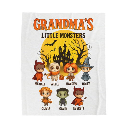 Personalized Grandma's Little Monsters with Grandkids names Blanket - PersonalizedFury