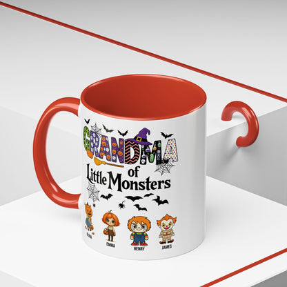 Personalized Halloween Gift for Grandma - Grandma with Grandkids Names Accent Mug - PersonalizedFury