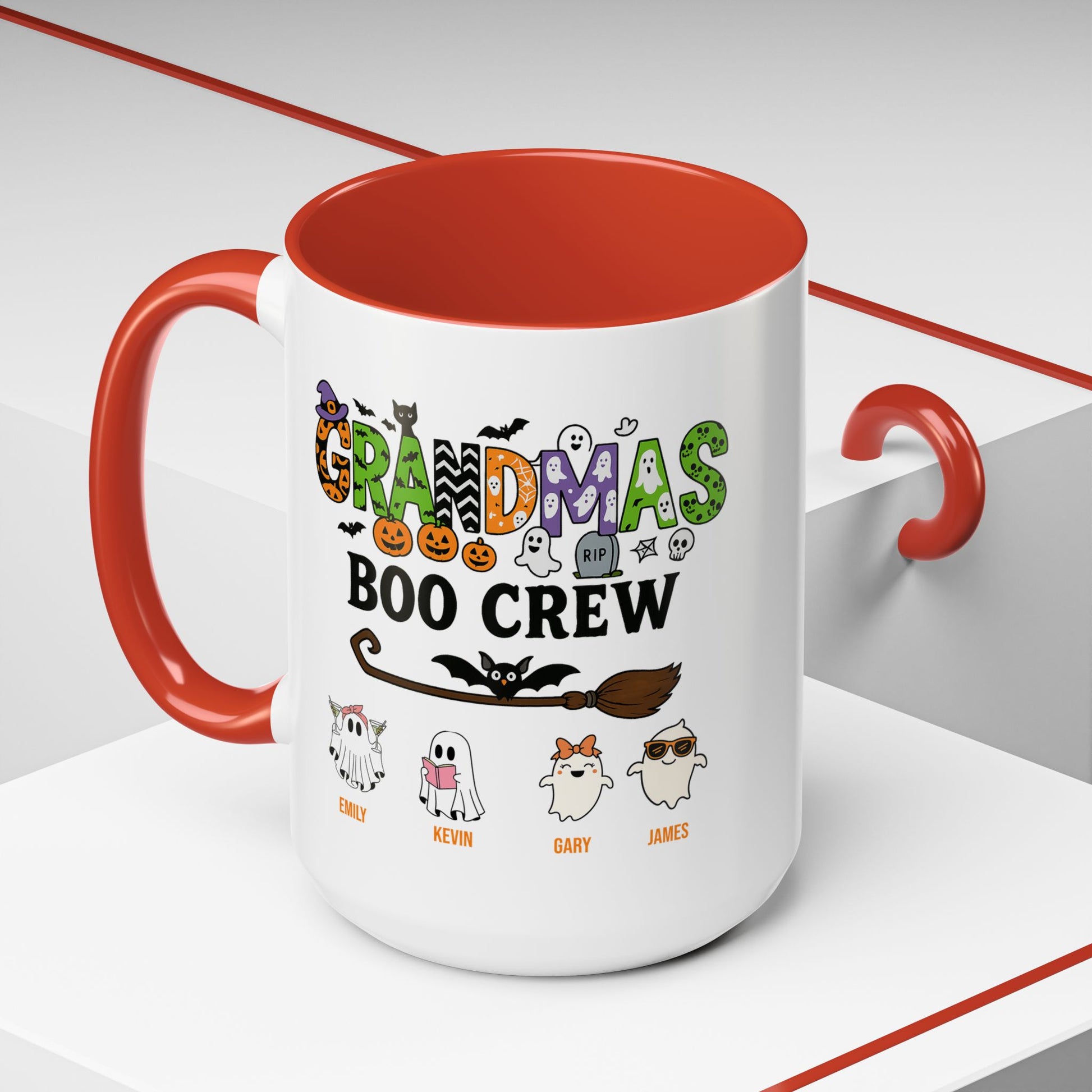 Grandma’s Boo Crew Accent Mug – Personalized Halloween Gift with Names - PersonalizedFury