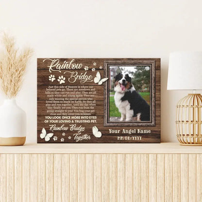 Rainbow Bridge – Custom Pet Memorial Canvas with Photo - PersonalizedFury