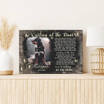 Waiting at the Door – Custom Dog Memorial Canvas for Rottweilers - PersonalizedFury
