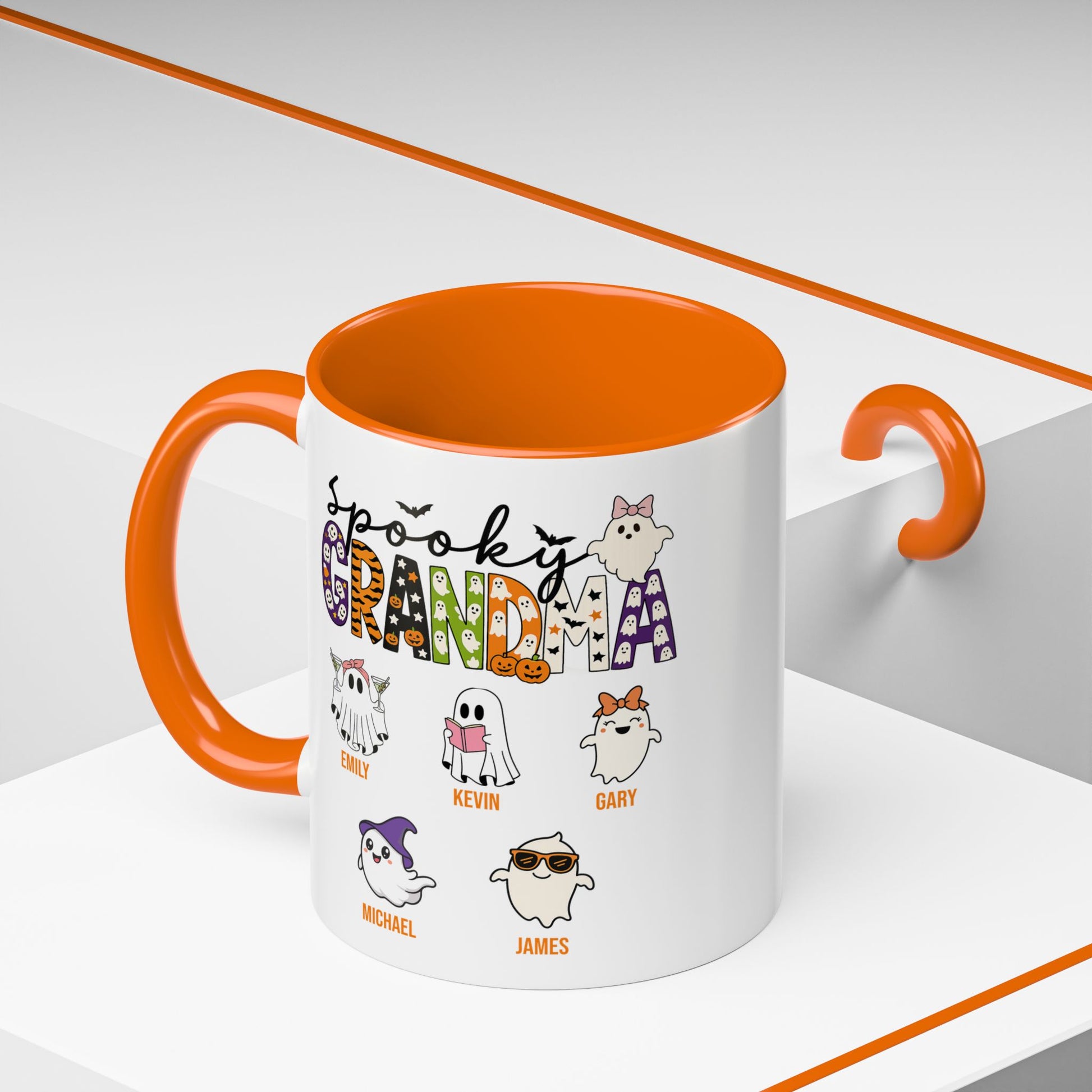 Spooky Grandma Accent Mug – Personalized Halloween Gift with Grandkids’ Names - PersonalizedFury
