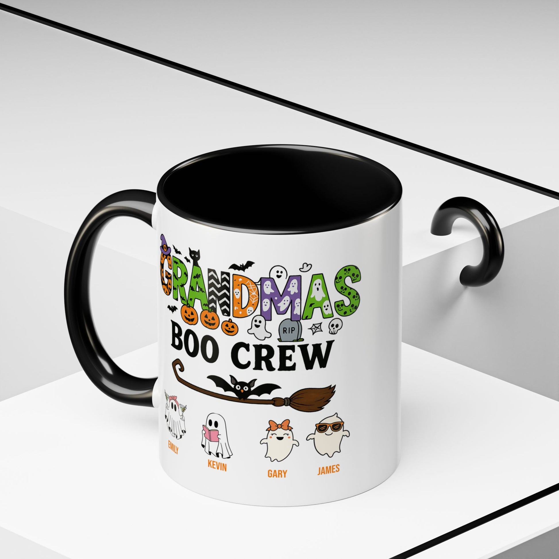 Grandma’s Boo Crew Accent Mug – Personalized Halloween Gift with Names - PersonalizedFury