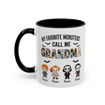 Custom My Favorite Monsters Call me Grandma Accent Coffee Mug - PersonalizedFury