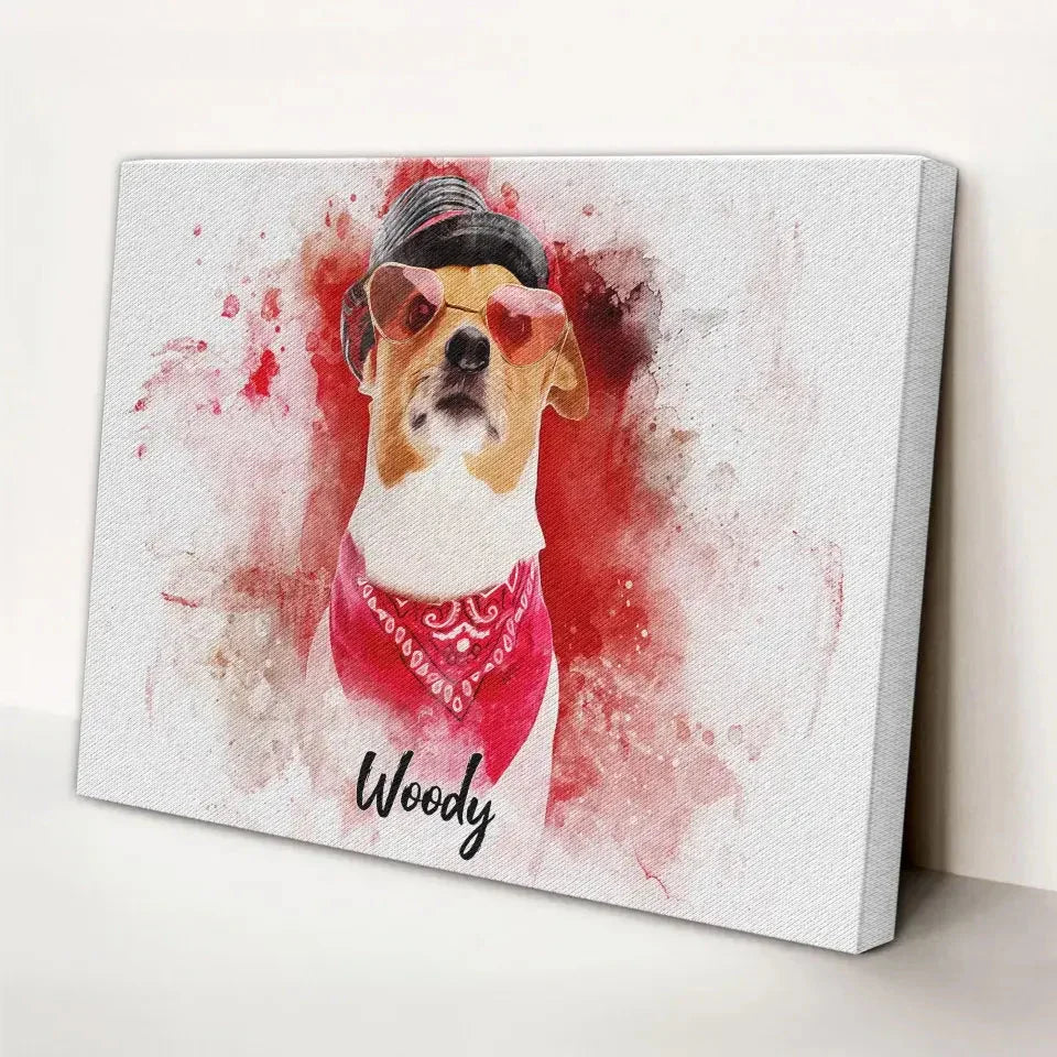 Custom Watercolor Pet Portrait Canvas – Personalized Dog Art Gift - PersonalizedFury