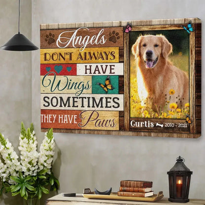 Custom Dog Memorial Canvas – Angels Have Paws Pet Loss Gift - PersonalizedFury